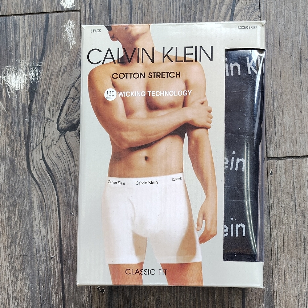Calvin Klein Cotton Stretch Boxer Briefs - White & Black (3 Pack)